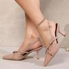 Fashion Sexy Ladies Pointed Toe Black Patent Leather Pumps Women 2025 Autumn Thin High Heels Sling Back Party Wedding Nude Shoes Woman