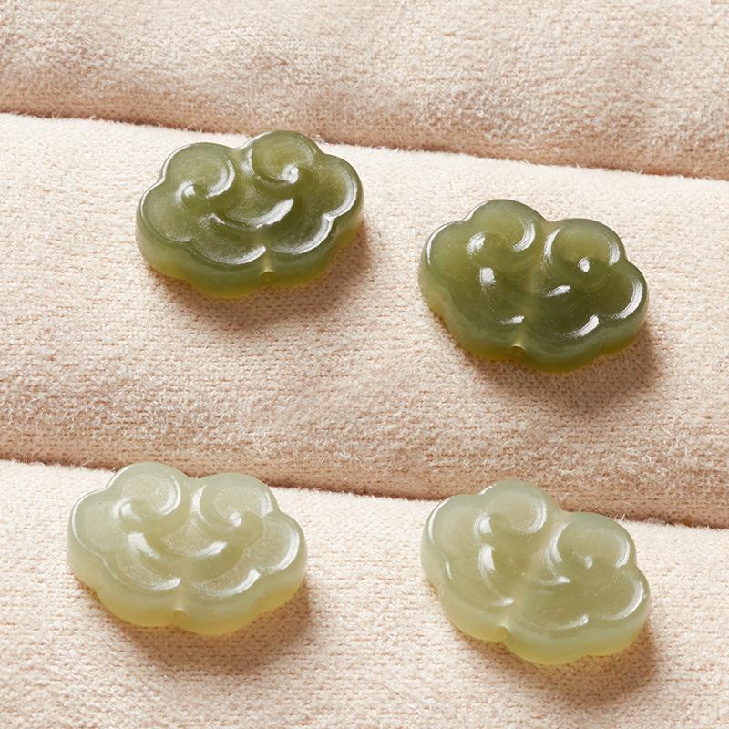 Qinghai Hetian Jade Ruyi Cloud Pendant Necklace for Babies