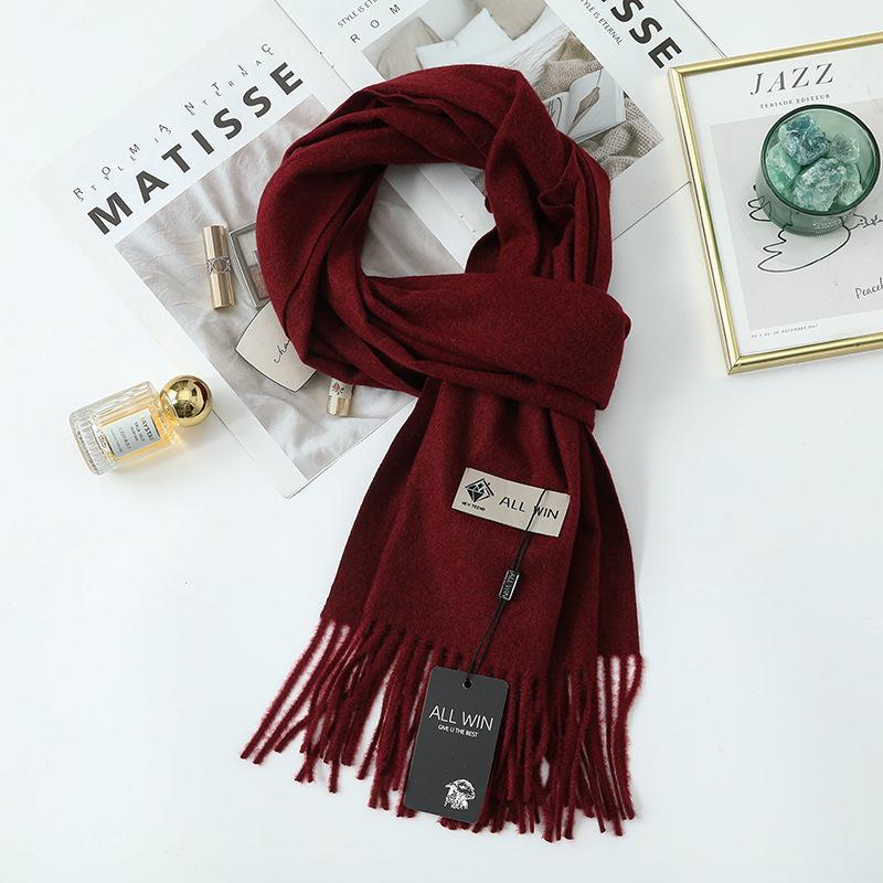 High-End Women's Wool Scarf - Cashmere Feel, Solid Color, Autumn/Winter, Unisex Versatile Shawl
