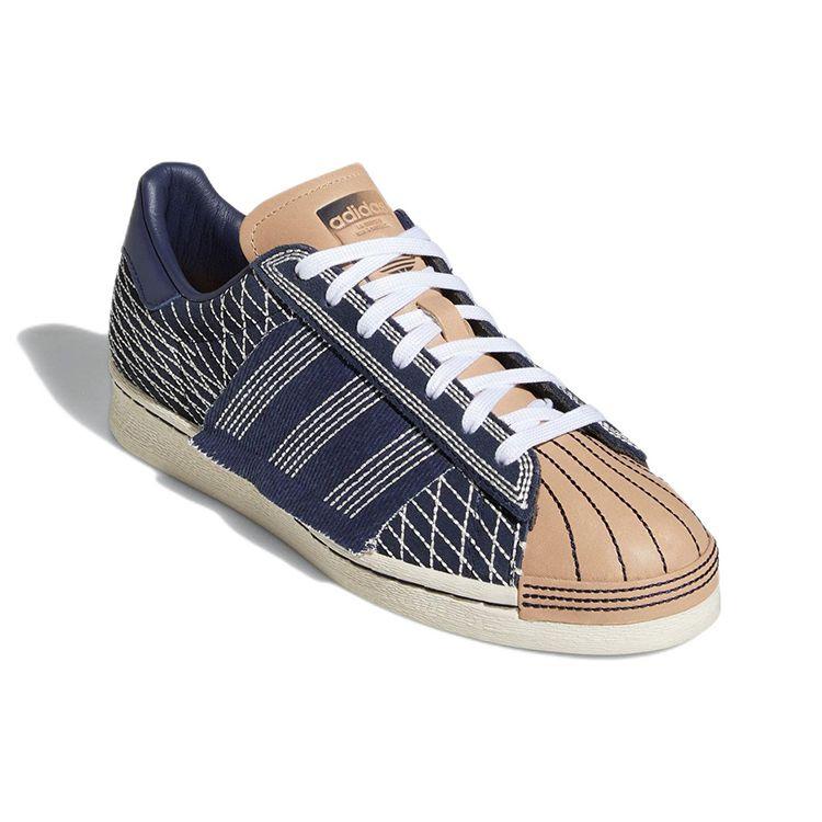 Adidas Originals Superstar 82 Sashiko Fabric Leather Classic Casual Sashiko Embroidery Durable Lightweight Low-Top Skate Shoes Unisex sneaker GW3204
