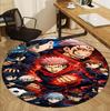 Jujutsu Kaisen Pattern Round Rug, Indoor/Outdoor Mat, for Picnic, Gameroom, Bedroom, Office, Living Room, Home Decor Carpet, Birthday Gift