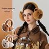 Cute Water Buffalo Ear Warmer for Women, Foldable Winter Accessory, Perfect for Christmas Parties, Commuting, Outdoor Cycling