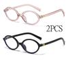 2pcs New Fashion Oval Anti Blue Light Blocking Glasses Women's Clear Anti Radiation Filter Glasses Anti Radiation Eyeglass