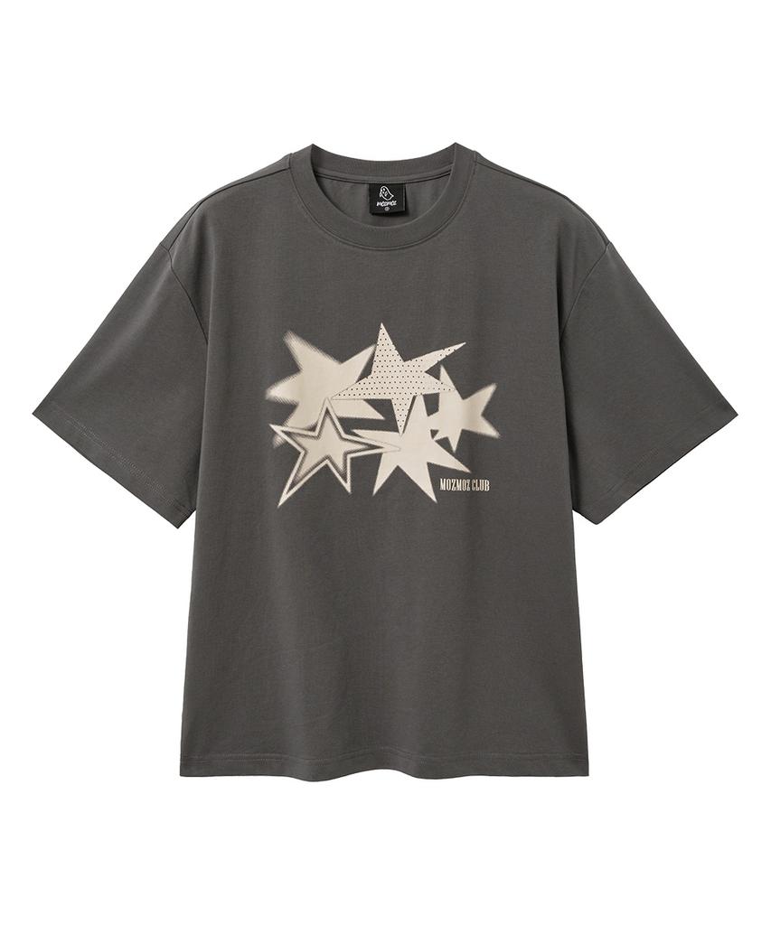 MOZMOZ Five Star Cooling Functional Crop Short Sleeve T-Shirt Charcoal