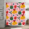 Christmas Decorations Shower Curtain Holiday Decor with Bells Gifts Pink Festive Print for Bathrooms Perfect Gift Idea #17495230