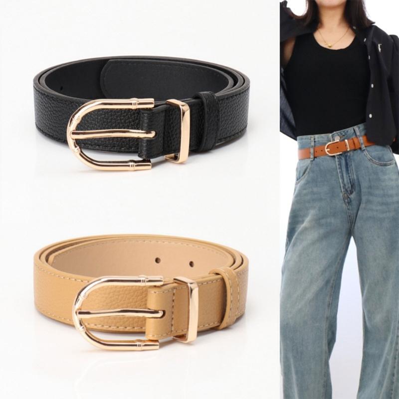 Women's Fashion Belt Bamboo Clasp Design Sash Adjustable Faux Leather Waist Strap for Casual and Formal Outfits