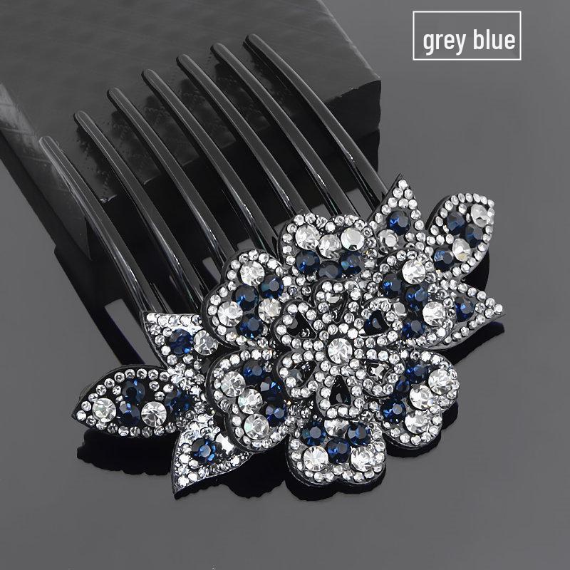 Elegant Korean Rhinestone Flower Hairpin Comb Accessory