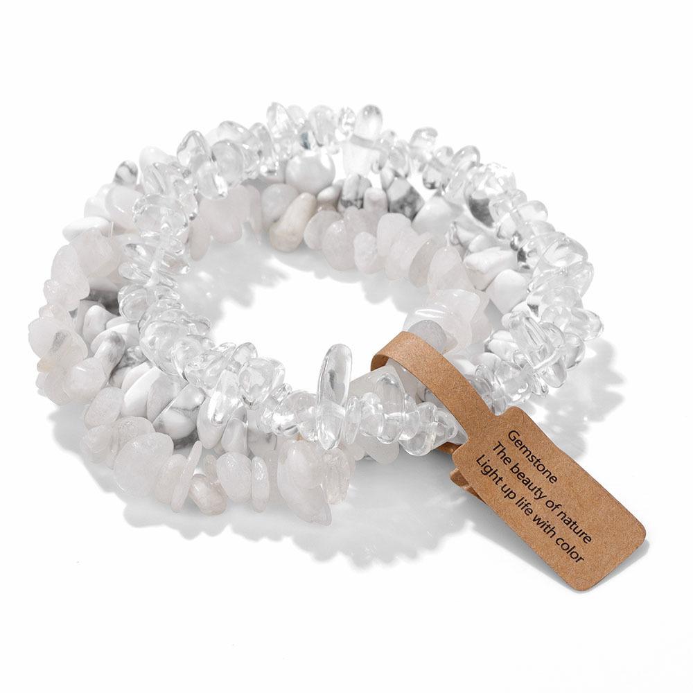 Hot Natural Chip Stone Bracelet 3Pcs/Lot Energy Crystal Gems Greval Beads Bracelet Set For Women Chip Jewelry Men Bangle Stretch