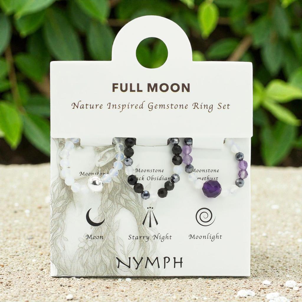 Nymph Spirit Gemstone Ring Set – Full Moon