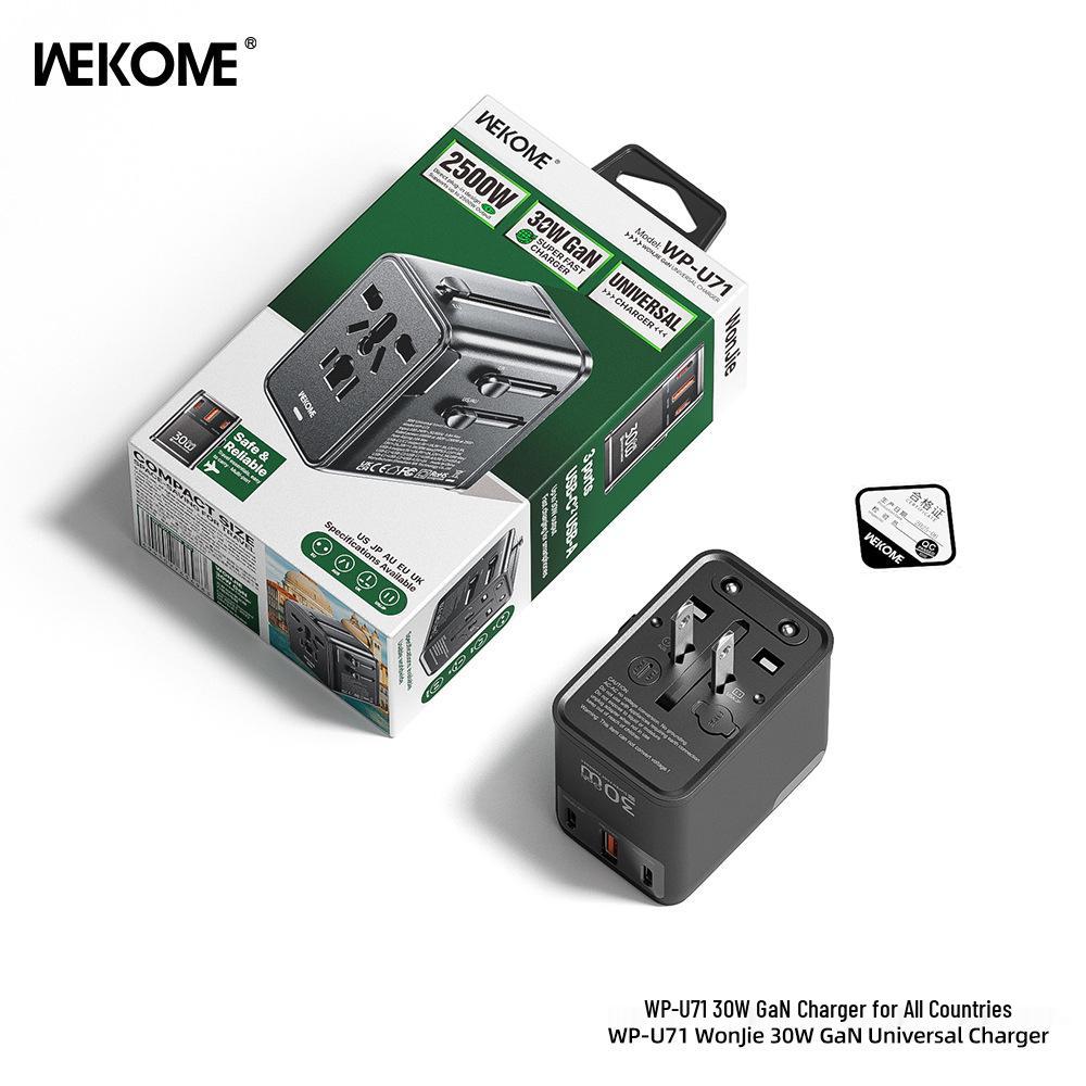 WEKOME Vip 30W Universeller Reiseadapter für EU, UK, USA, 1200W Direktstecker