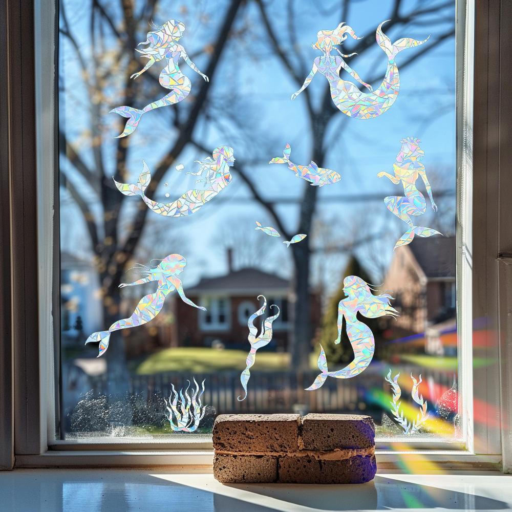 Unterwasserwelt Meerjungfrau Seetang Glastüren und Fenster Heimverschönerung Fensteraufkleber