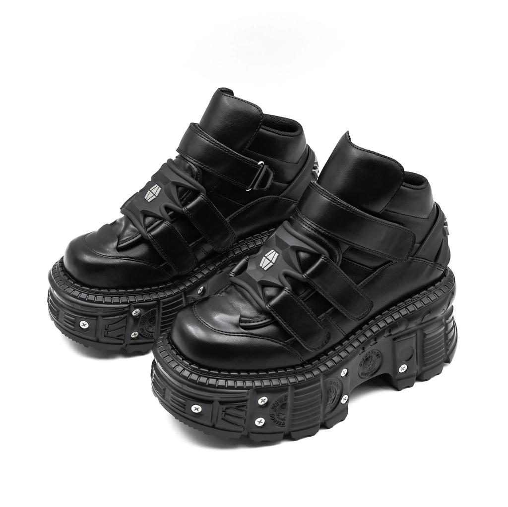 Fashion 2025 New Punk Style Women Shoes Gothic Ankle Rock Boots Lace-up Heel Height 9CM Platform Shoes Woman Metal Decor Woman Sneakers