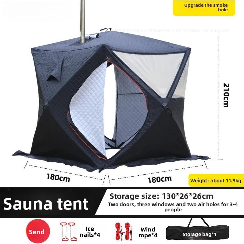 

Палатка-парилка для зимы, Утепленный домик для подледной рыбалки с отверстием для дымохода, Большое окно для подледной рыбалки