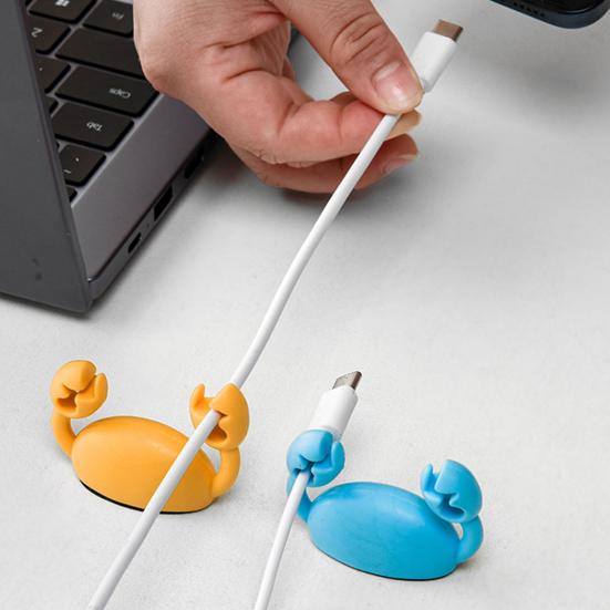 Cute Crab Cable Organizer Clip Line Processor Adhesive Wire Tidy Holder