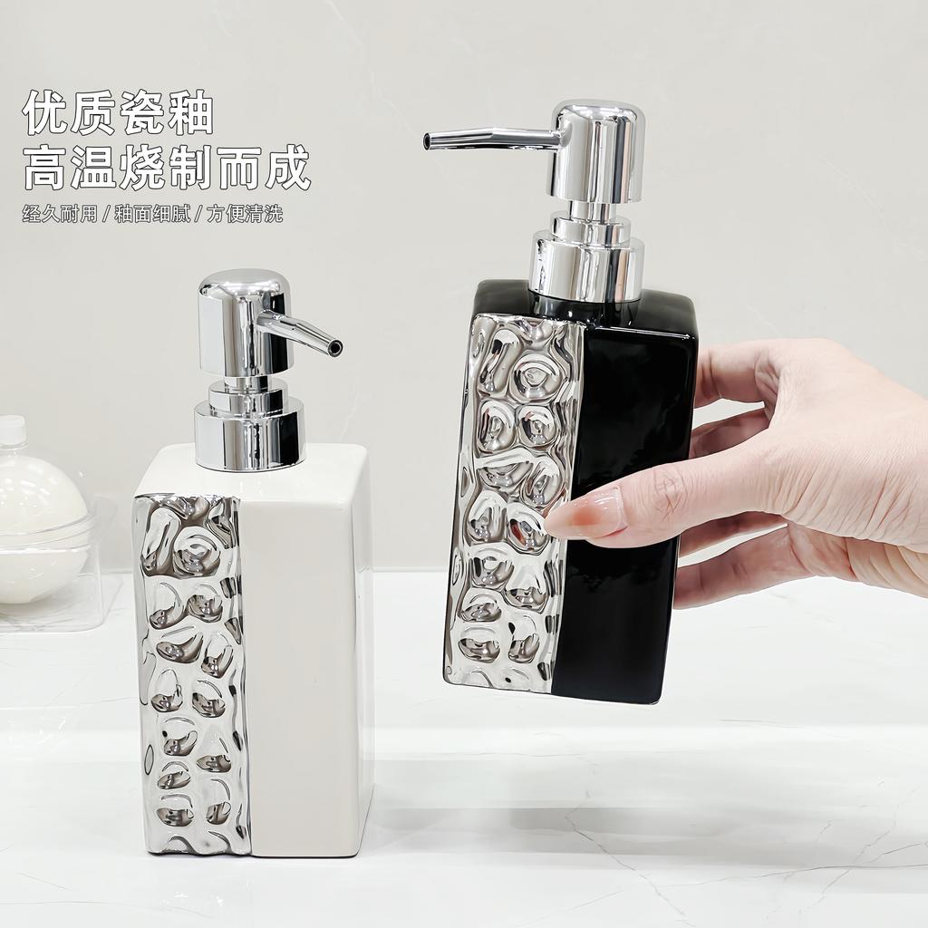 Shampoo Bath Gel Bottle Ceramics Soap and Gel Dispenser Bottle Creative Golden Sliver Empty Shampoo Bottle Bathroom Accessorie