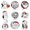 Copper Christmas Day Series Beaded Snowman Pendant Charms Fit Women'S Jewelry Festival Birthday Diy Bracelet