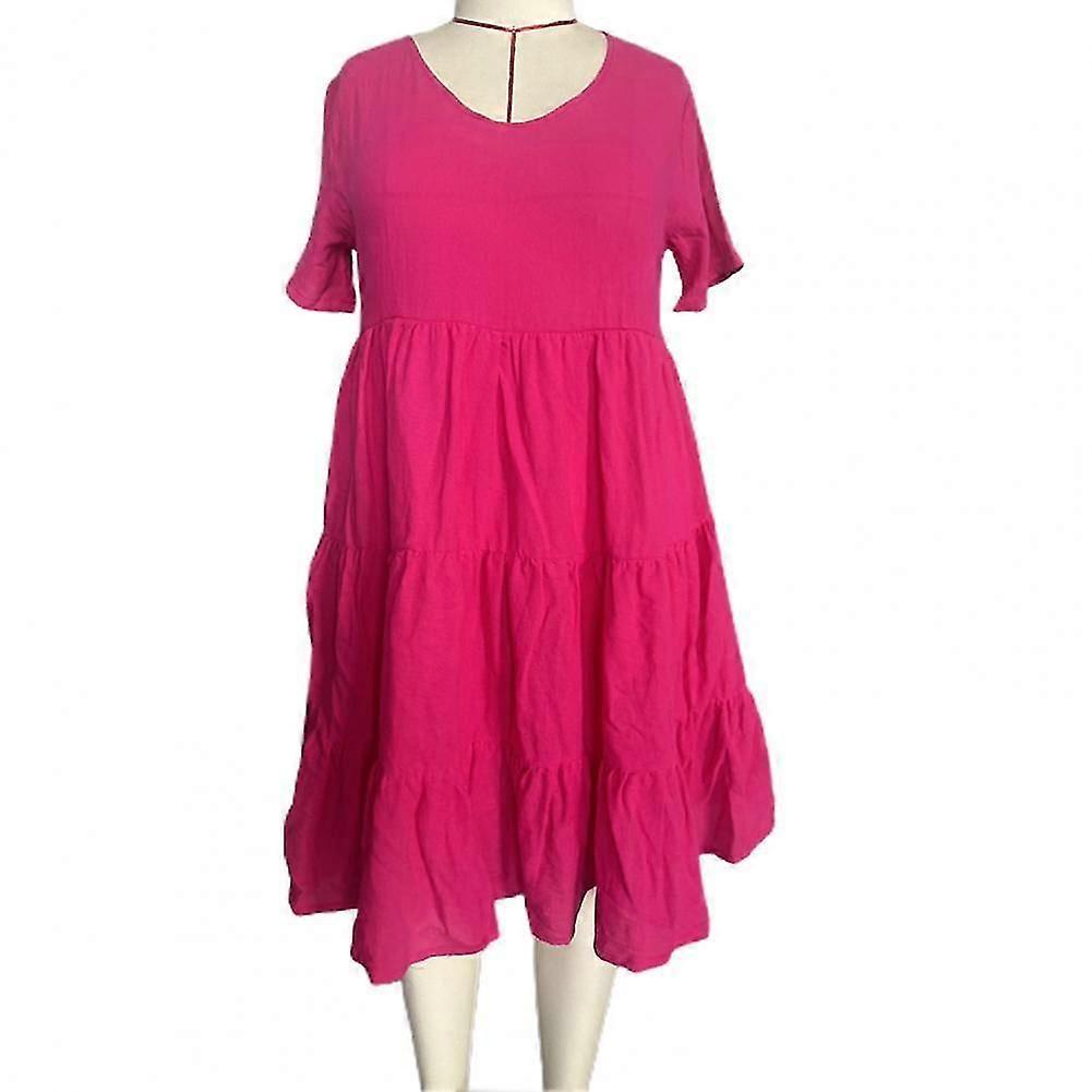2023 Cotton Linen Beach Dress for Women | Loose-Fitting V-Neck Ruffled Hem & Solid Color | Ideal for Summer Clothing & Vestidos