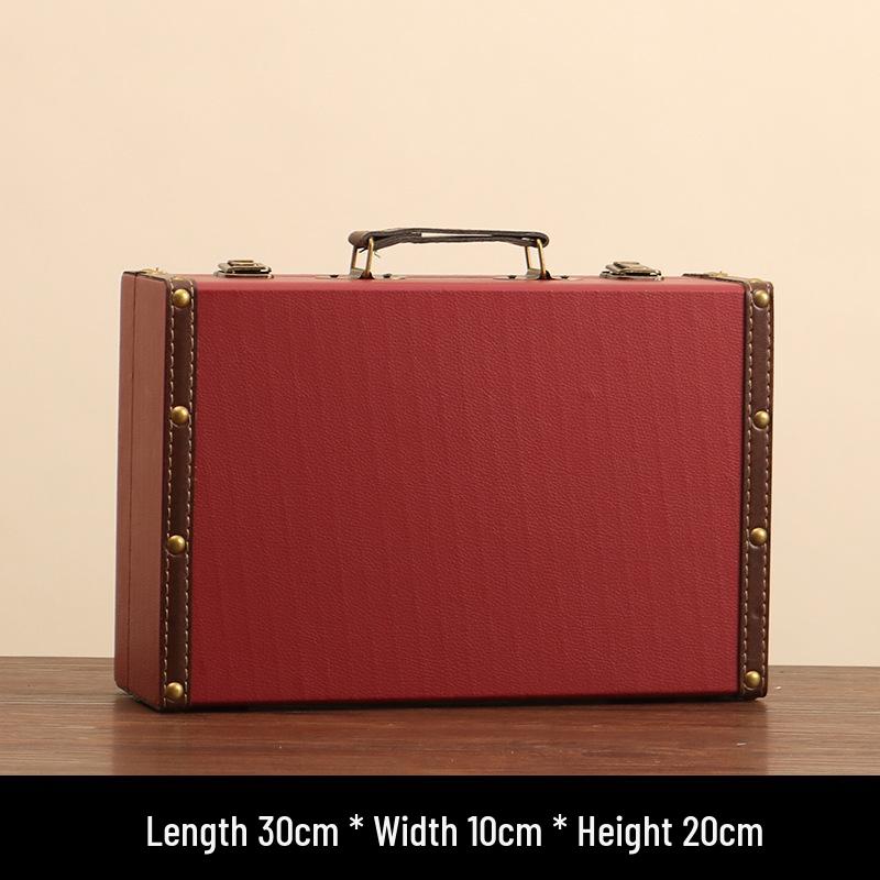 Vintage Leather Jewelry & Sundries Storage Box - Wooden Photography & Decoration Chest