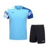 Li Ning Badminton Series Color Block Printed V-Neck Pullover Short Sleeve T-Shirt Mid Waist Shorts Casual Sports Set Unisex Sports Set AATU023-1