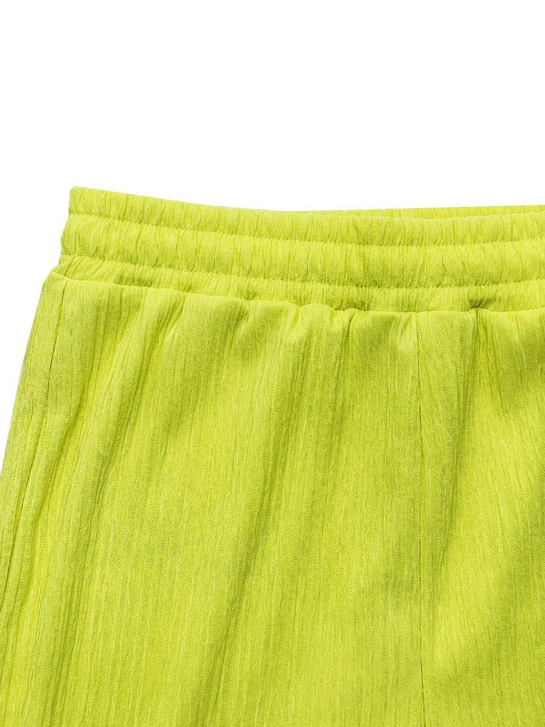TW685 Women's Summer Fashion Casual Two-Piece Set: High-Elastic Knit Ribbed Wide-Leg Pants