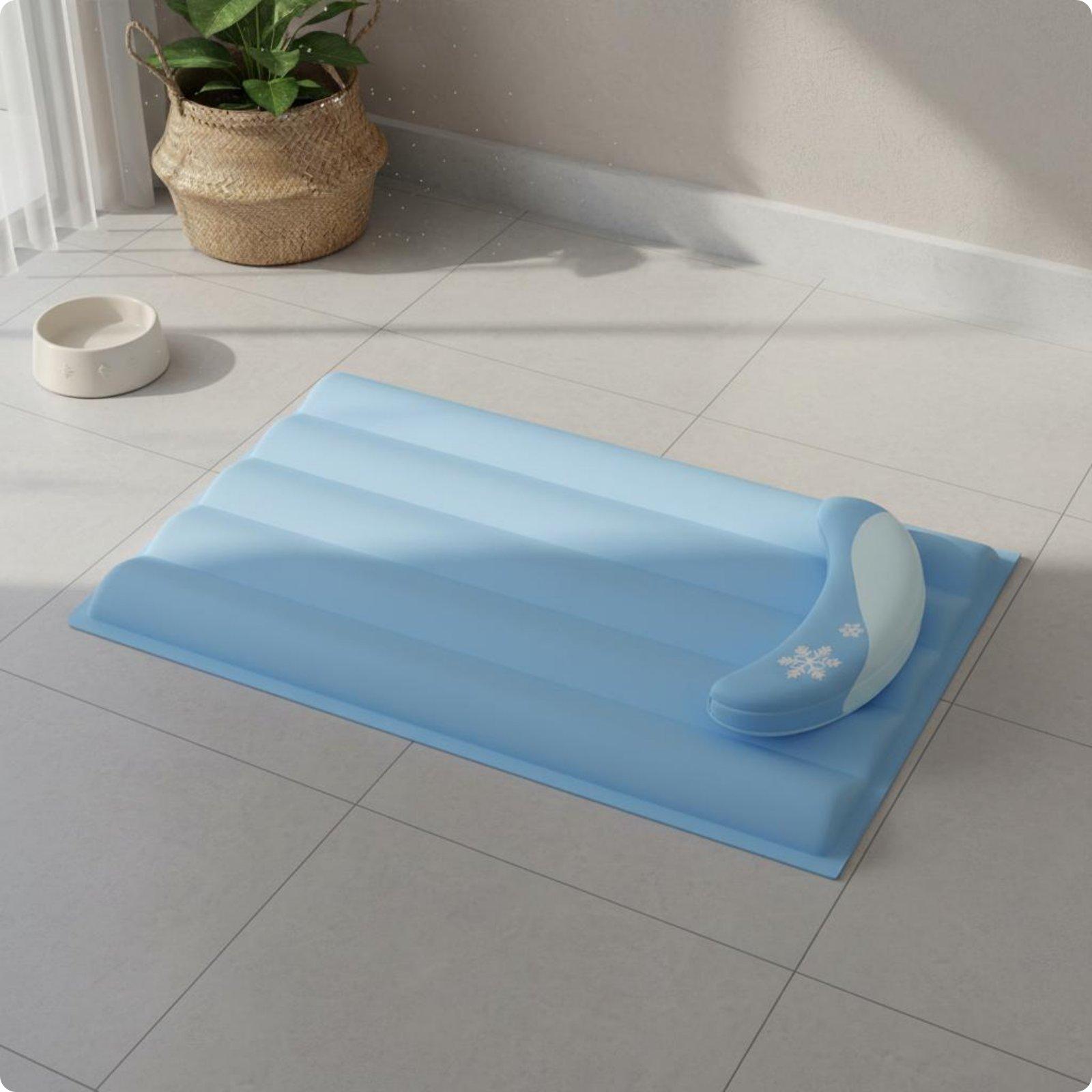 Dog and Feline Cooling Bed Comfortable Summer Pet Sleeping Pad Pet Cooling Mat Portable with Pillow for Cats