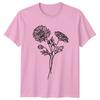 Minimalist Chrysanthemum Flower Bouquet TShirt Floral Line Art Birthday Gift