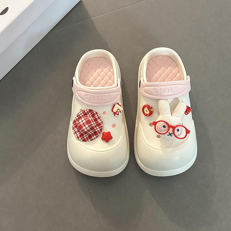 Cute Cartoon Miffy Rabbit Two Wearing Hole Shoes Women's Summer Platform with Skirt Non-slip Outer Bag Head Sandals
