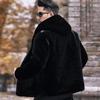 Fengxiao 2025 Men's Faux Mink Velvet Hooded Down-Lined Winter Overcoat