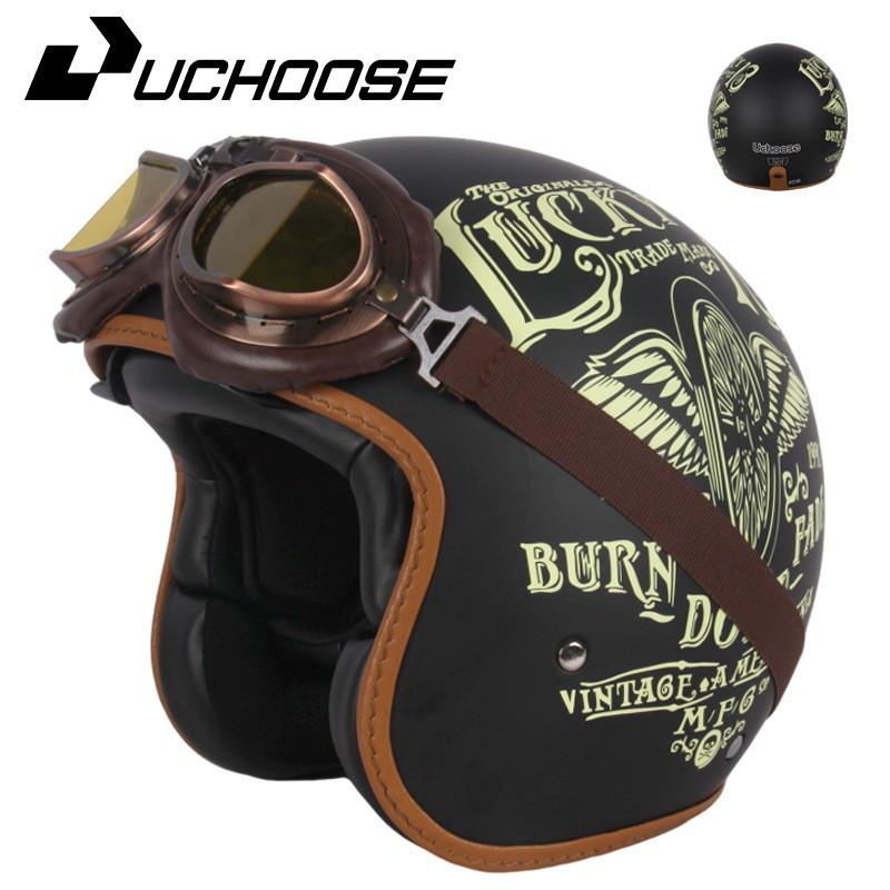 Vintage-Style Half Helmet Adults Unisex Motorcycle Scooter Riding DOT Certified ABS Safety