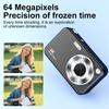 4K 64MP CCD Digital Camera 2.4" Screen 16X Zoom Compact Retro Camera with LED Flash Autofocus Portable Vlogging Camera for Campus/Travel/selfie