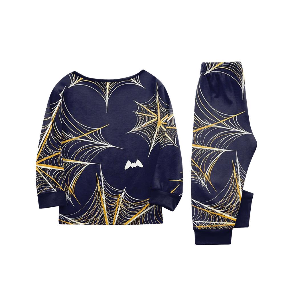 Family Matching Halloween Printed Pajama Set Long Sleeve Top and Pants