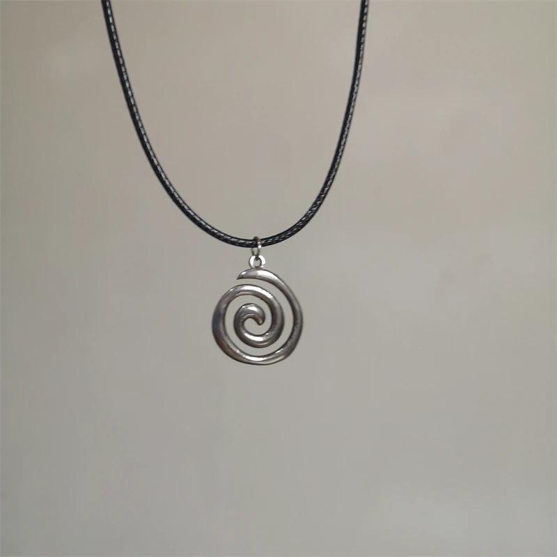 Hip Hop Burning Sun Wisiorek Skórzany Naszyjnik Lina Vintage Whirlpool Geometryczne Naszyjniki Dla Mężczyzn Chłopców