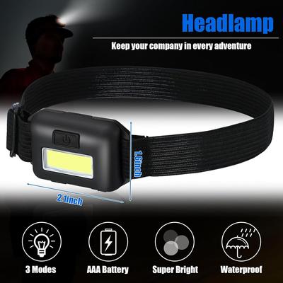 1 lampe frontale portable mini COB LED 3 modes, lampe frontale étanche, lampe de poche pour camping en plein air