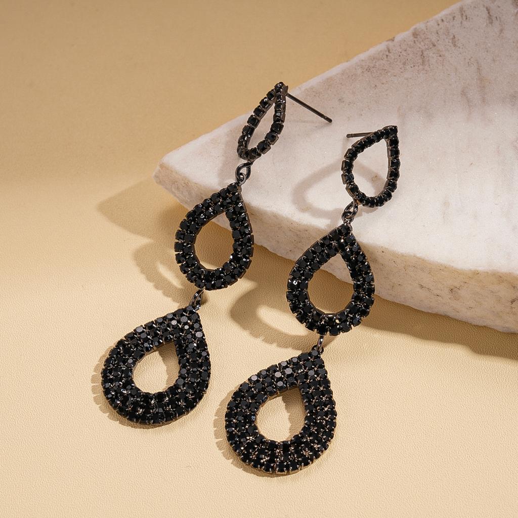 Diamond-encrusted Water Drop-shaped Silver Needle Earrings Personalized Fashion Earrings Light Luxury Earrings