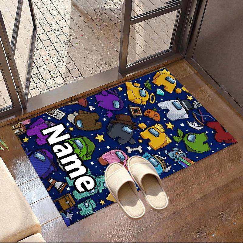 Custom Name Personalized Among Us Print Carpet, Versatile Home Decor Rug, for Playroom, Apartment, Balcony, Entryway, Hallway Gift