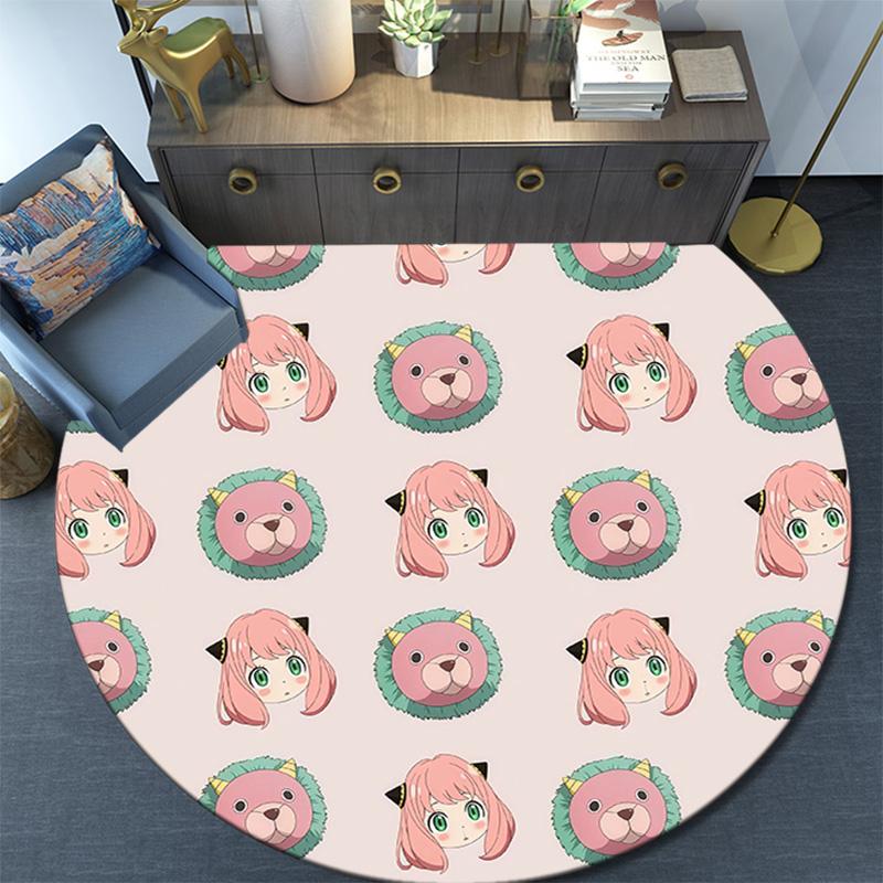 Spy x Family3 Round Area Rug,Carpet Rug for Living Room Bedroom Sofa Playroom Decor,Non-slip Floor Mat