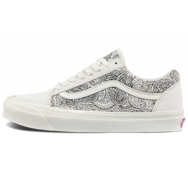 Vans Scarpe da Skate Unisex Low Top Old Skool Og LX Bianco Nero Paisley Casual VN0A4P3XB55