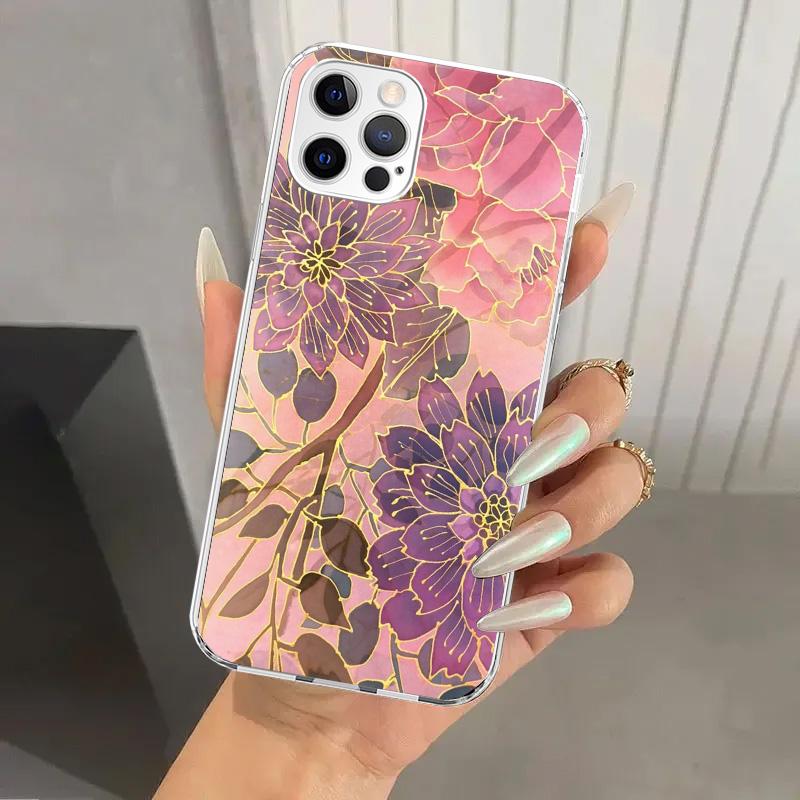 Beautiful Rose Bling Picture Phone Case for Iphone 17 Air 16 15 Plus 14 13 Mini 12 11 Pro Max 16E 7 8 SE 2020 Soft Funda Print S