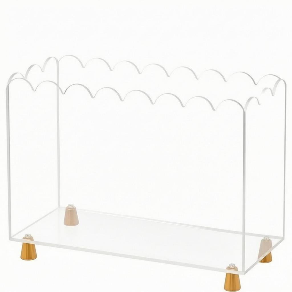 Clear Acrylic Display Box with Gold Feet Elegant for Desk, Office