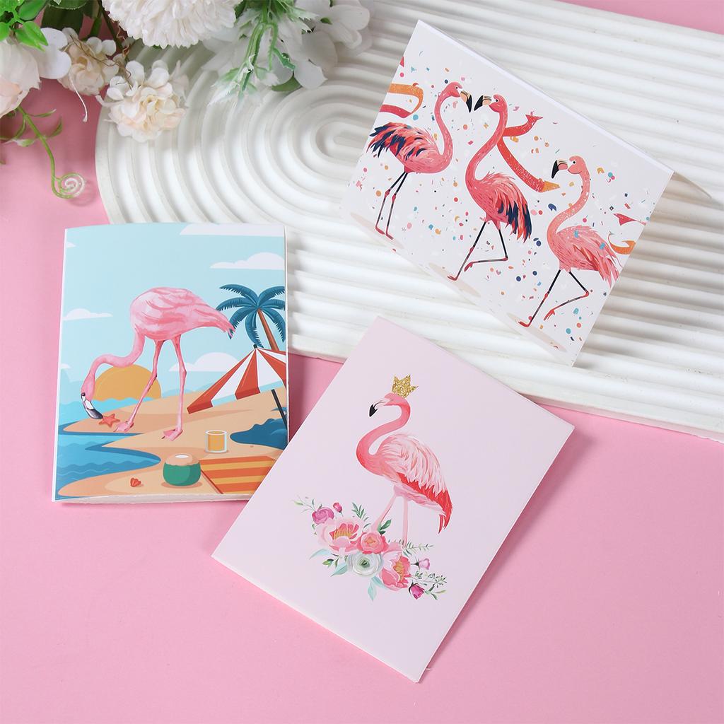 12pcs Hawaiian Party Gift Card Flamingo Palm Leaves Postcard Greeting Card Tropical Hawaii Summer Beach Pool Party Decorations