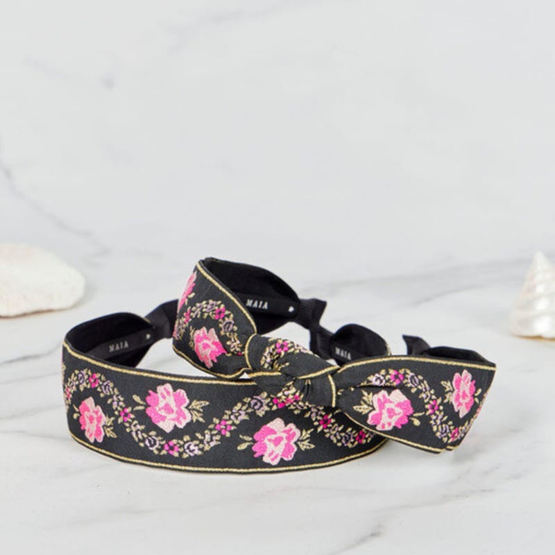 MAIA Pearl Flower Jacquard Hairband A - Minja-type Pink