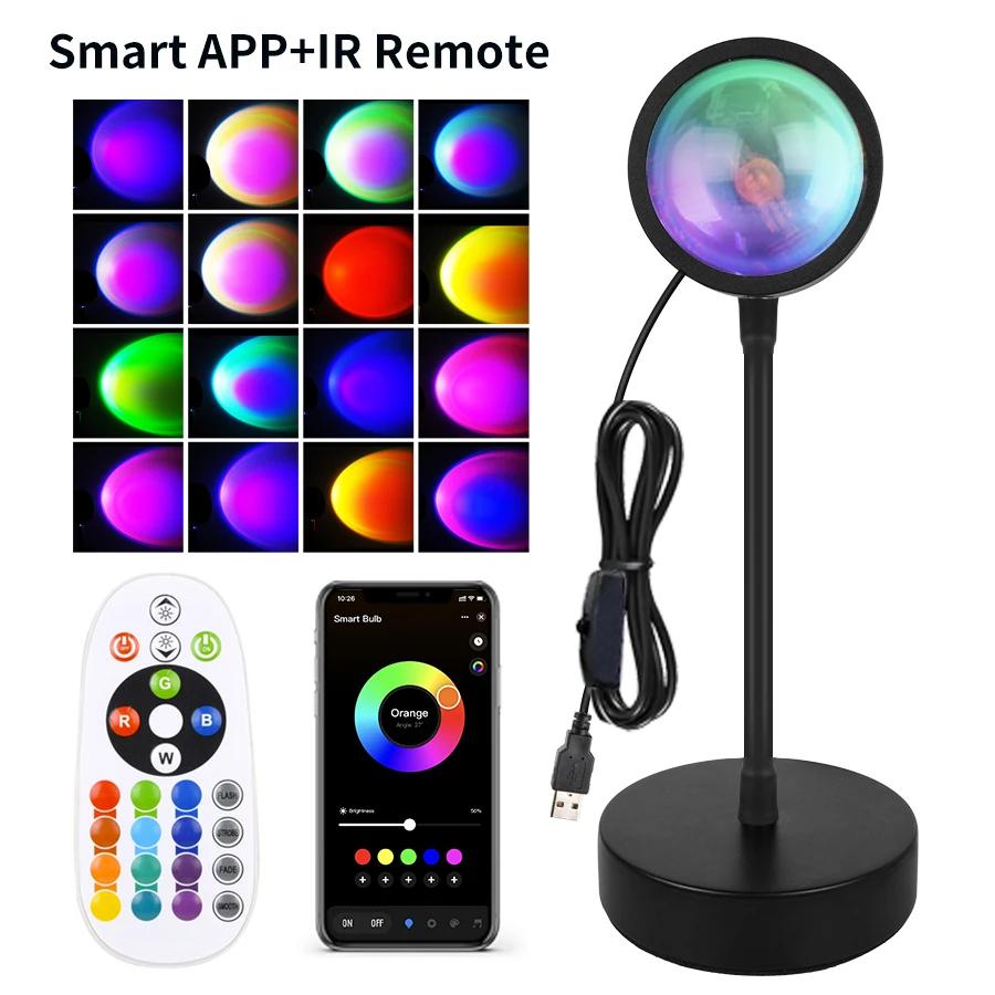 

Smart Sunset Lamp Tuya LED Night Ligh USB RGB Smart Life APP Remote Projection For Room Decoration Photography Festival Birth 16 APP IR Remote