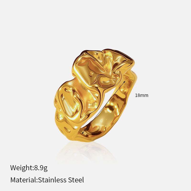 European and American retro niche ins stainless steel ring temperament light luxury embossing irregular closed titanium steel ring