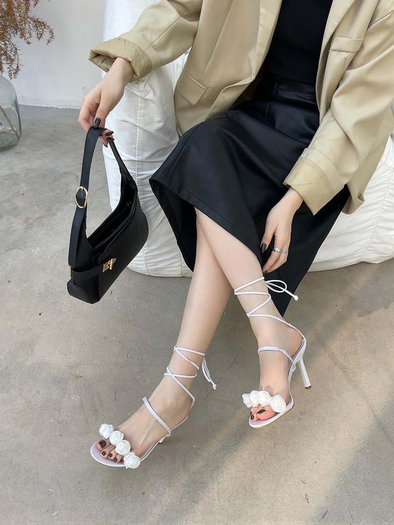 fashion 2024 New Arrivals Fashion Women Sandals Open Toe Dress Shoes Thin High Heels Ankle Strap Cross Sandals Stiletto Party Pumps 41