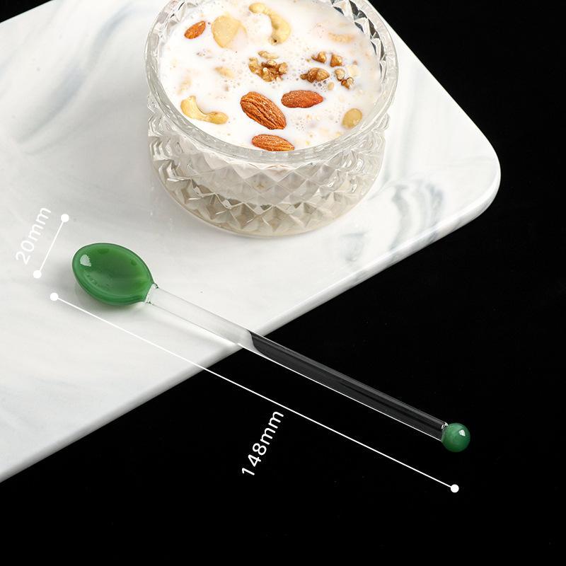 Glas-Rührlöffel Langer Griff Transparent Bunt Hitzebeständig für Kaffee Milchtee Zuhause Restaurant Catering-Bedarf