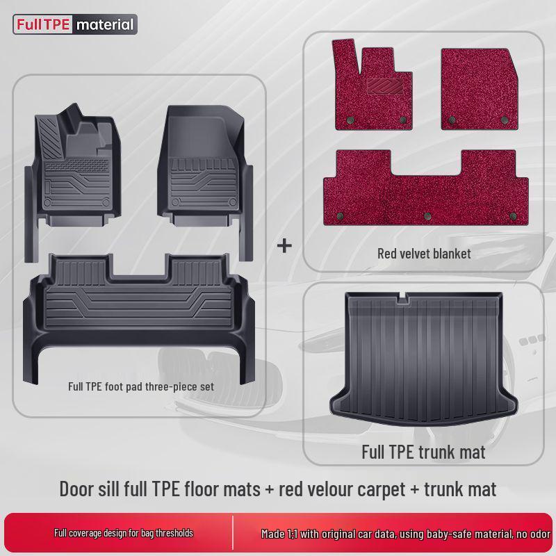 TPE Surround Titanium 7 Car Floor Mats with Leopard Print Door Sill - 2025 Edition