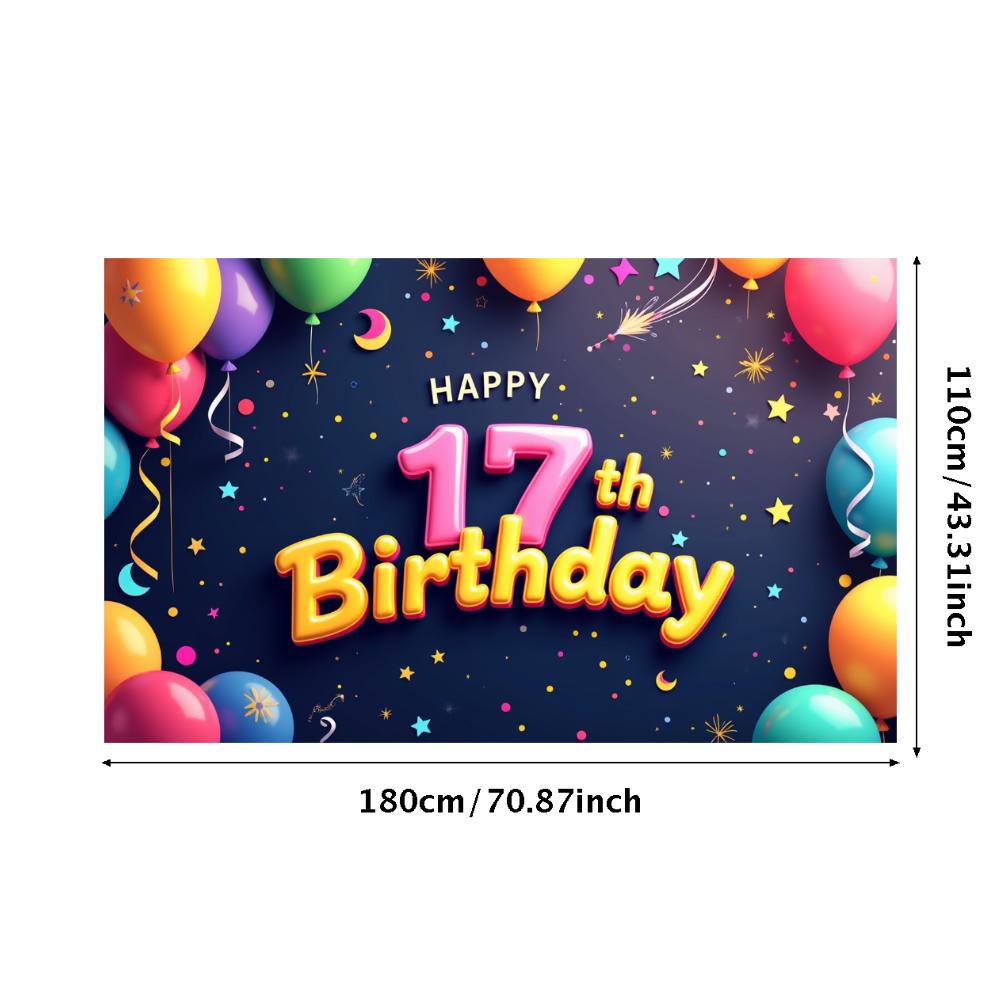 17. Geburtstag Party Hintergrund Banner Rot und Schwarz Ballon Alles Gute zum Geburtstag Fotografie Hintergrund Requisiten Dekorationen Zubehör