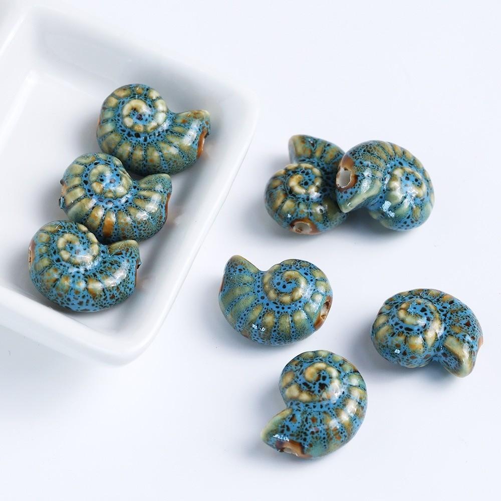 Retro Snail Ceramic Beads Glazed Embossed Conch Spacer Porcelain Beads Multicolor Small Size DIY Jewelry Making Bracelet