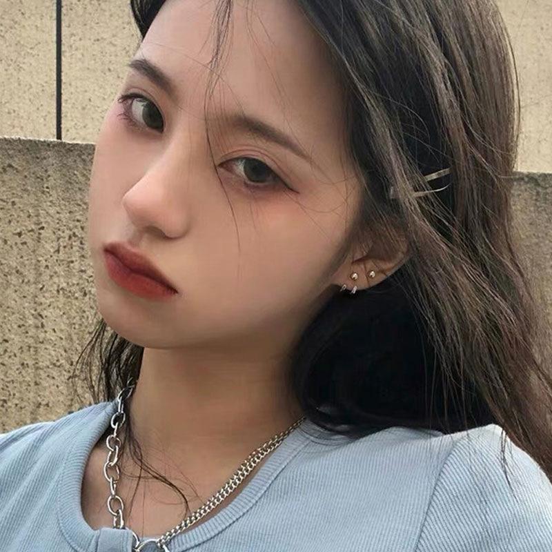 S925 Silver Double Hook Earrings for Women - Japanese & Korean Style, Simple All-Match Earrings