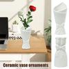 Nordic Ceramic Vase Flower Bottle White Bow Pot Ceramics Plants Vase for Dried Flower Living Room Home Wedding Table Decor Gift